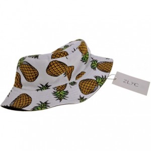 Bucket Hats Unisex Cute Print Bucket Hat Summer Fisherman Cap - Aa Pineapple - White - C211XKDR7X9 $19.52