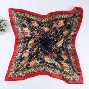 Headbands Women 2019 Floral Printed Best gifts Silky Fabric Embroedered Square Scarf Head Wraps - Navy - CV12O7CGH4P $11.36