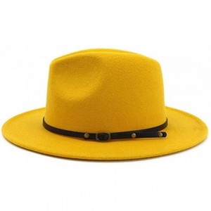 Fedoras Hat Set-Head Decor Vintage Solid Color Felt Wide Brim Bowler Fedora Hat Winter Floppy Women Cap - Light Gray - CG18A0...