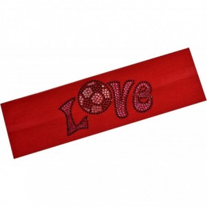 Headbands Love Soccer Rhinestone Cotton Stretch Headband - RED - CC11TILL7QP $20.90