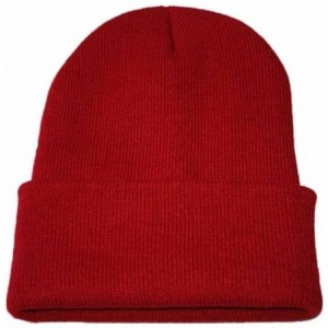 Skullies & Beanies Unisex Slouchy Knitting Beanie Hip Hop Cap & Warm Winter Ski Hat - Wine - CF187R9MUTM $21.55