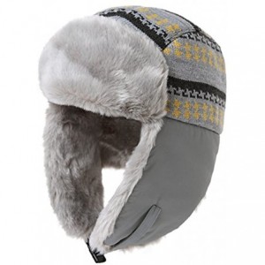 Bomber Hats Men's Faux Fur Trapper Hunting Hat with Earflap Mask Russian Ushanka - 89092_grey - C41873I89KM $18.25