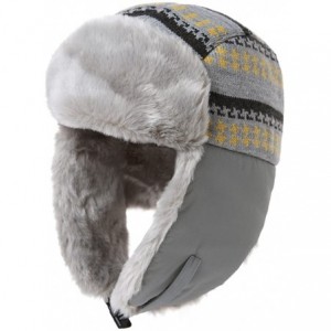 Bomber Hats Men's Faux Fur Trapper Hunting Hat with Earflap Mask Russian Ushanka - 89092_grey - C41873I89KM $19.48