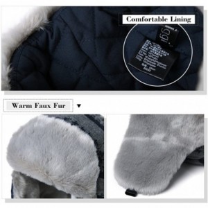 Bomber Hats Men's Faux Fur Trapper Hunting Hat with Earflap Mask Russian Ushanka - 89092_grey - C41873I89KM $19.48