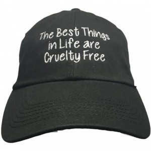 Baseball Caps The Best Things in Life are Cruelty Free- Black Embroidered Ball Cap - CW17Y0DMERZ $36.20