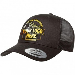 Baseball Caps Yupoong Retro Trucker Custom Hat - Black/Black - C918HO2T6DZ $55.54