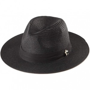 Sun Hats Straw Fedora Hats for Women - Summer Hat Womens Sun Hats Beach Hat Panama Sunhat - C418CGSST4D $33.92