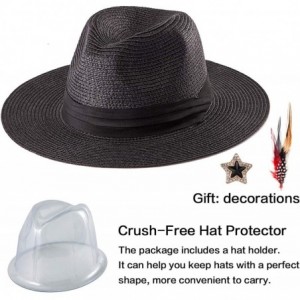 Sun Hats Straw Fedora Hats for Women - Summer Hat Womens Sun Hats Beach Hat Panama Sunhat - C418CGSST4D $19.06