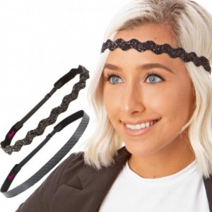 Headbands Cute Fashion Adjustable No Slip Hairband Headbands for Women Girls & Teens (2pk Fashion Black 2pk) - CX18CU9XI4X $2...