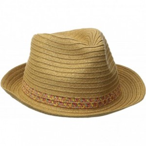 Fedoras Women's Panama Hat with Contrast Inset - Natural - C6126AORSFF $54.06