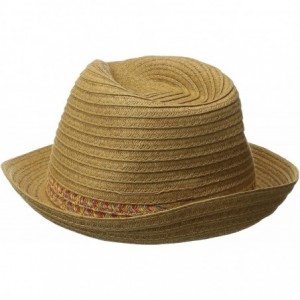 Fedoras Women's Panama Hat with Contrast Inset - Natural - C6126AORSFF $27.33