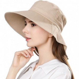 Sun Hats Womens Packable SPF 50 Ponytail Sun Hat Summer Mask Hiking Gardening Beach Fishing 57-59cm - Khaki_1005 - C818SQ9QLI...