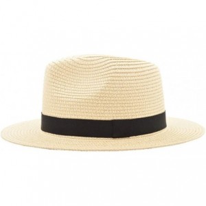 Sun Hats Unisex Summer Foldable Fisherman Brim Bucket Hat Jazz Sunshade Panama Trilby Fedora Hat Gangster Cap - Beige - C318Q...