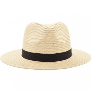 Sun Hats Unisex Summer Foldable Fisherman Brim Bucket Hat Jazz Sunshade Panama Trilby Fedora Hat Gangster Cap - Beige - C318Q...
