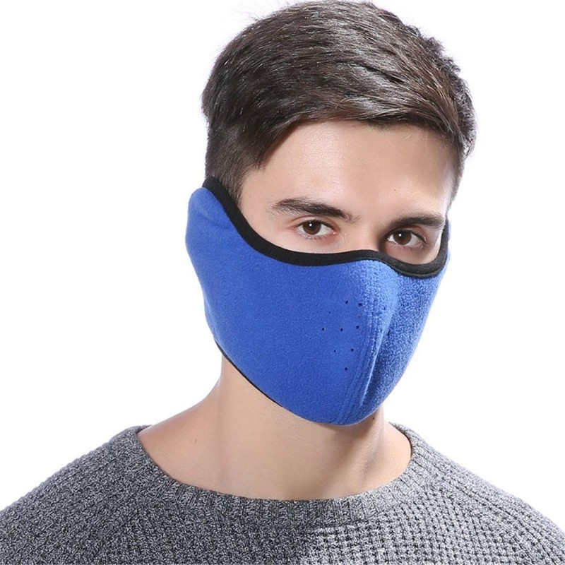 Balaclavas Reversible Fleece Ear Nose Warmer Half Face Mask Facemask Facial Mask - Blue - CO11QSUK57V $18.86