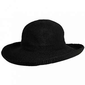 Sun Hats Women's Knitted Poly Straw Big Brim Hat - Black - CK114CXKVRZ $59.46