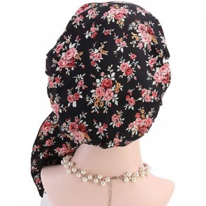Skullies & Beanies Vintage Elastic Cotton Turbans Multifunction - Black - C518GLM38HN $11.03