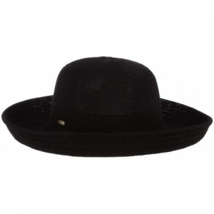 Sun Hats Women's Knitted Poly Straw Big Brim Hat - Black - CK114CXKVRZ $61.61