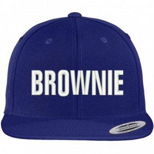 Baseball Caps Brownie Embroidered Flat Bill Adjustable Snapback Cap - Royal - C712N8RZKVP $41.28
