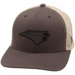 Baseball Caps 'Midnight North Carolina Patriot' Black Leather Patch Hat Curved Trucker - OSFA/Black - Black - C118IGQ3M6Q $31.11