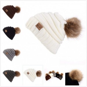 Skullies & Beanies Men Women Beanie Hat Warm Crochet Hat Winter Ski Hats Wool Knit Hat Outdoor Slouchy Caps - White - CB192KO...