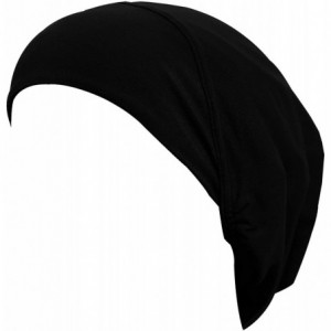 Skullies & Beanies Cotton Beanie Snood Large Hijab Chemo Cap - Black - CI180Q7QQ9I $29.61