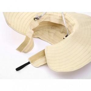 Sun Hats Women Wide Brim Sun Hats Foldable Summer Beach UV Protection Caps with Neck Cord - Beige - CF18R0ZS373 $12.29