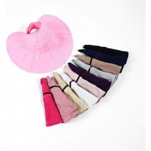 Sun Hats Women Wide Brim Sun Hats Foldable Summer Beach UV Protection Caps with Neck Cord - Beige - CF18R0ZS373 $12.29