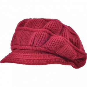 Bucket Hats Women's Wool Knit Winter Hat Warm Plush Lined Snow Ski Visor Caps - Wine Red - CJ189LGM2IG $33.79
