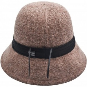 Fedoras Womens Winter Wool Knit Bucket Hats Warm Solid Fedora - Khaki - CQ18AO607O0 $13.83