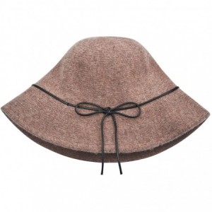 Fedoras Womens Winter Wool Knit Bucket Hats Warm Solid Fedora - Khaki - CQ18AO607O0 $13.83