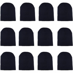Skullies & Beanies Knit Skull Cap Warm Winter Slouchy Beanies Hat 9 Inch Long - 12pcs - Navy - CO1889W9RMU $23.33