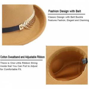 Fedoras Mens/Women FashionTrilby Hat Panama Style Short Brim Fedora - Camel - CS18KMYXSM2 $12.98
