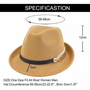 Fedoras Mens/Women FashionTrilby Hat Panama Style Short Brim Fedora - Camel - CS18KMYXSM2 $12.98
