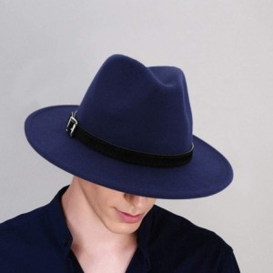 Fedoras Belt Buckle Fedoras Women's Hat Wide Brim Jazz Hats Classic Mens Manhattan Hats - Purple - CT1935KQM0Z $8.69