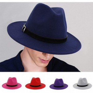 Fedoras Belt Buckle Fedoras Women's Hat Wide Brim Jazz Hats Classic Mens Manhattan Hats - Purple - CT1935KQM0Z $8.69
