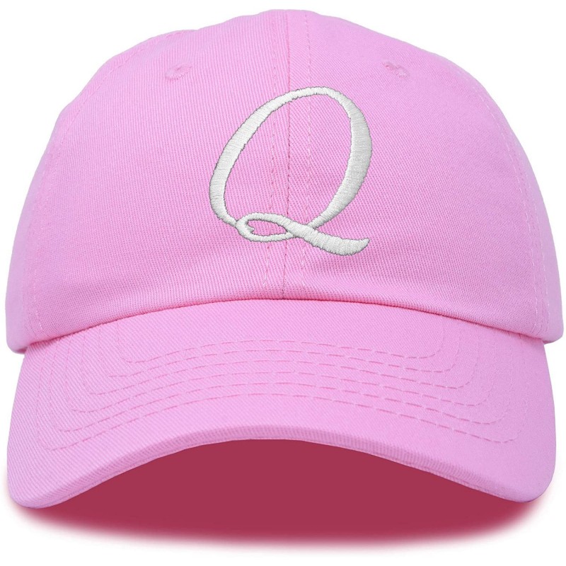 Baseball Caps Initial Hat Letter Q Womens Baseball Cap Monogram Cursive Embroider - Light Pink - C118U6ZDZQE $11.26