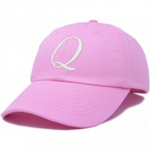 Baseball Caps Initial Hat Letter Q Womens Baseball Cap Monogram Cursive Embroider - Light Pink - C118U6ZDZQE $11.26
