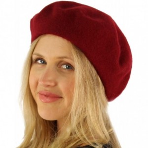 Berets Classic Winter 100% Wool Warm French Art Basque Beret Tam Beanie Hat Cap - Wine - CD11P28W0BJ $22.06