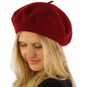 Berets Classic Winter 100% Wool Warm French Art Basque Beret Tam Beanie Hat Cap - Wine - CD11P28W0BJ $8.52