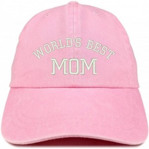 Baseball Caps World's Best Mom Embroidered Pigment Dyed Low Profile Cotton Cap - Pink - C112GPQYF6T $33.54