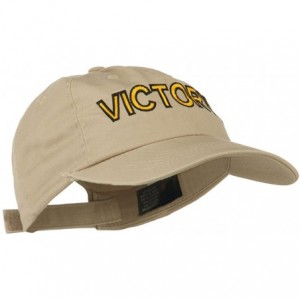 Baseball Caps Victory Embroidered Washed Cap - Khaki - C411MJ3TVVH $25.30