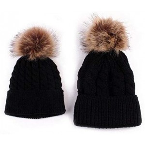 Skullies & Beanies Beanie Set with Pom (Mom and Me) - Black - CP18QY57ULL $39.72