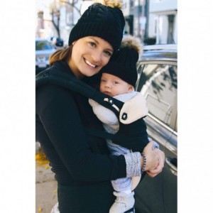Skullies & Beanies Beanie Set with Pom (Mom and Me) - Black - CP18QY57ULL $23.10