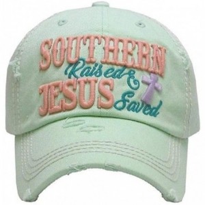 Baseball Caps Adjustable Distressed Vintage Western Cap Hat Southern Raised Jesus Saved - Mint Green - CO18CCWS8U7 $33.72
