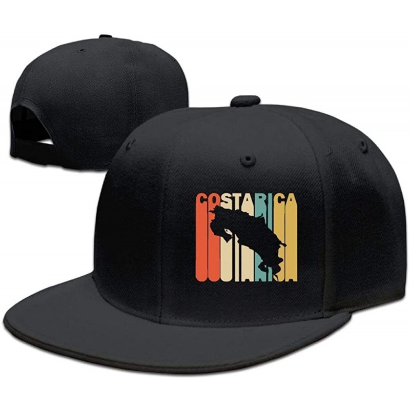 Baseball Caps Flat Brim Baseball Hat for Mens Womens- Retro Style Costa Rica Silhouette Breathble Dad Hat - Black - CF18INK9M...