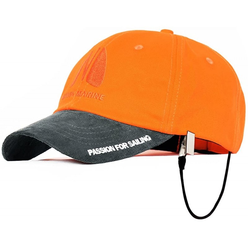 Baseball Caps Men's Sailing Cap for Men Women UV Race Hat with Retainer Clip - Orange - C618L0UQMML $7.96