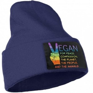 Skullies & Beanies Sally Vegan Warm Winter Hat Knit Beanie Skull Cap Cuff Beanie Hat Winter Hats for Men & Women Navy - CD18O...