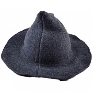 Skullies & Beanies Womens Witch Hat Knittes Wool Halloween Party Costume Cap Steeple Casual Hat - Dark Grey - CF18HYUSAY8 $26.35