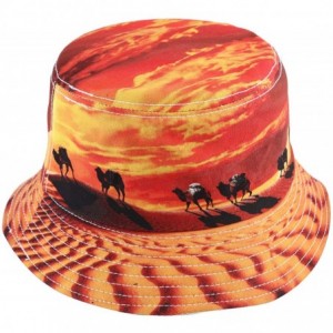 Bucket Hats Unisex Cute Unique Print Travel Bucket Hat Summer Fisherman Cap - Camel-red - CD18SOASH4M $29.59